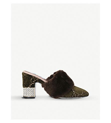 gucci mules brown|gucci velvet mules with fur.